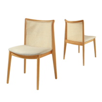 Kit com duas Cadeiras Sellenium 07, Tela de Algodão, Madeira Maciça, Interlar. - Madeira Decor