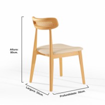 Kit com duas Cadeiras Palla 07 - Encosto Rattan Natural, Madeira Maciça Tauari, Montadas. - Madeira Decor