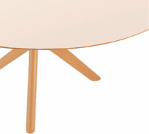 Mesa de Jantar Selle - Diâmetro de 1,35m - Tampo laqueado Off White com Vidro - Madeira Decor