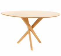 Mesa de Jantar Selle - Diâmetro de 1,35m - Tampo laqueado Off White com Vidro - Madeira Decor