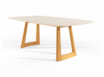 Mesa de Jantar Bossa - 2,20x1,10- Laqueada Com Vidro Off White - Madeira Decor